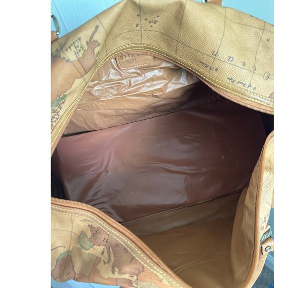 Vintage‎ Gitano World Map Duffle Bag Travel Carry On Luggage Atlas Leather - Picture 9 of 13
